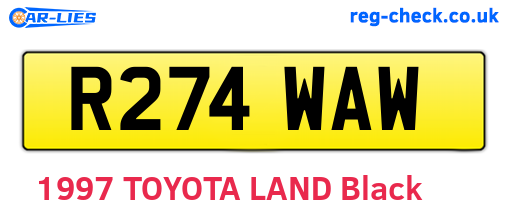R274WAW are the vehicle registration plates.