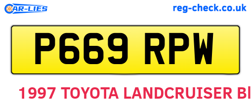 P669RPW are the vehicle registration plates.