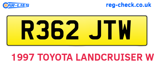 R362JTW are the vehicle registration plates.