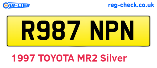 R987NPN are the vehicle registration plates.