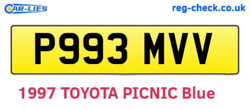 P993MVV are the vehicle registration plates.