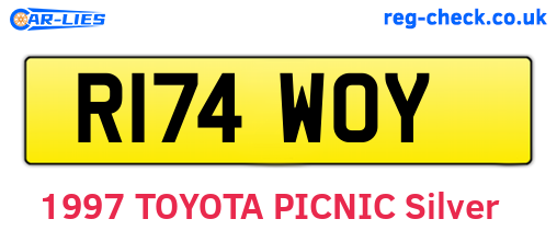 R174WOY are the vehicle registration plates.