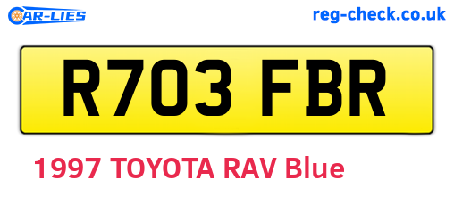 R703FBR are the vehicle registration plates.