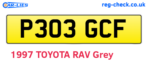P303GCF are the vehicle registration plates.