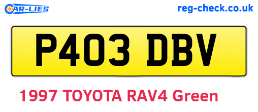 P403DBV are the vehicle registration plates.