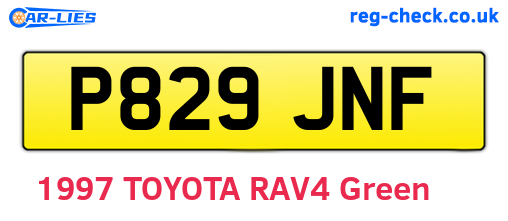 P829JNF are the vehicle registration plates.