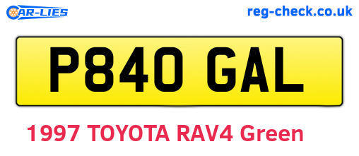 P840GAL are the vehicle registration plates.