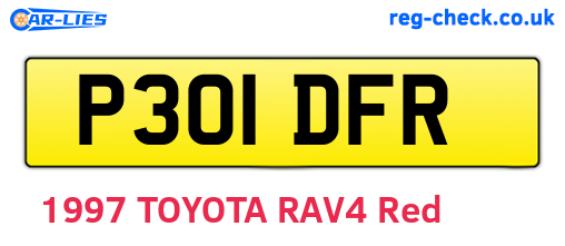 P301DFR are the vehicle registration plates.