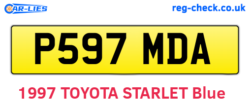 P597MDA are the vehicle registration plates.