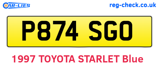 P874SGO are the vehicle registration plates.