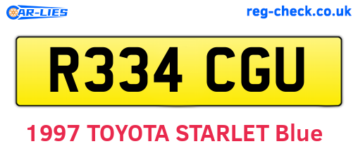 R334CGU are the vehicle registration plates.