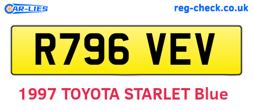 R796VEV are the vehicle registration plates.