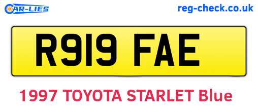 R919FAE are the vehicle registration plates.