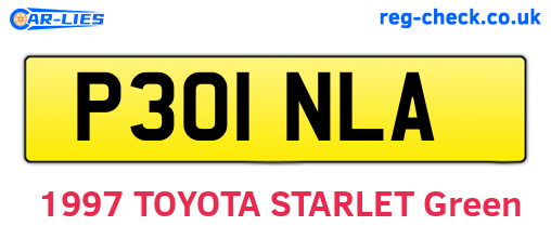P301NLA are the vehicle registration plates.