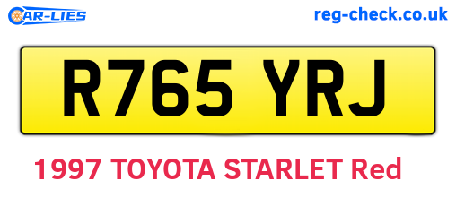 R765YRJ are the vehicle registration plates.
