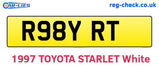 R98YRT are the vehicle registration plates.