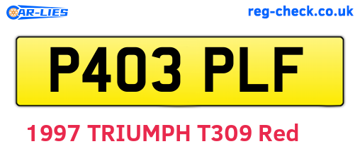 P403PLF are the vehicle registration plates.