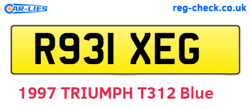 R931XEG are the vehicle registration plates.