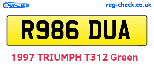 R986DUA are the vehicle registration plates.