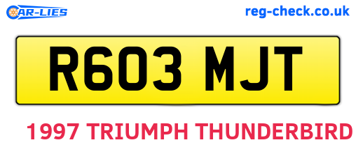 R603MJT are the vehicle registration plates.