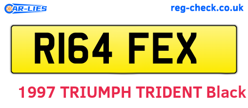 R164FEX are the vehicle registration plates.