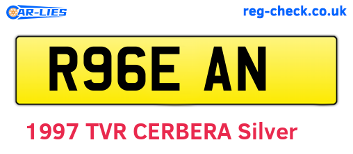 R96EAN are the vehicle registration plates.