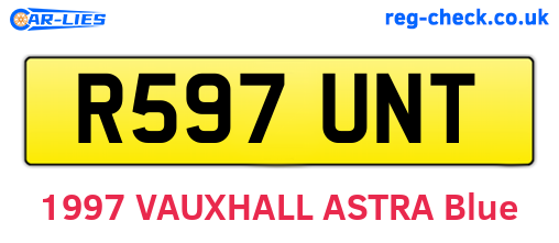 R597UNT are the vehicle registration plates.