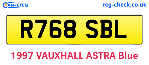 R768SBL are the vehicle registration plates.