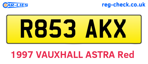 R853AKX are the vehicle registration plates.