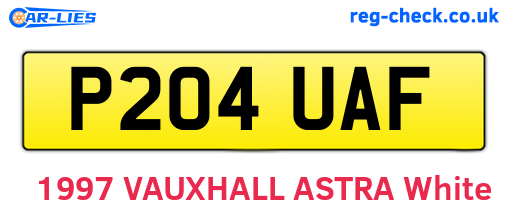 P204UAF are the vehicle registration plates.