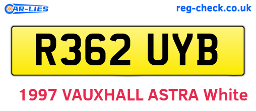 R362UYB are the vehicle registration plates.