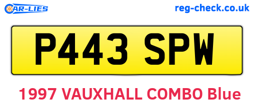 P443SPW are the vehicle registration plates.