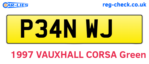 P34NWJ are the vehicle registration plates.
