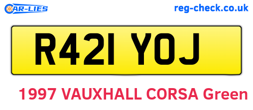 R421YOJ are the vehicle registration plates.