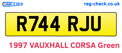 R744RJU are the vehicle registration plates.