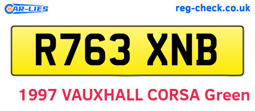 R763XNB are the vehicle registration plates.