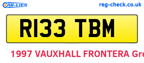 R133TBM are the vehicle registration plates.
