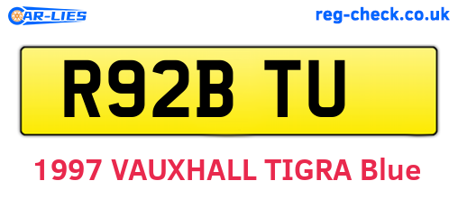 R92BTU are the vehicle registration plates.