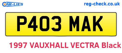 P403MAK are the vehicle registration plates.