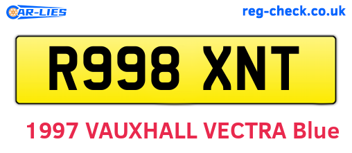 R998XNT are the vehicle registration plates.