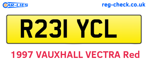 R231YCL are the vehicle registration plates.