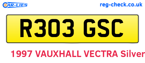 R303GSC are the vehicle registration plates.