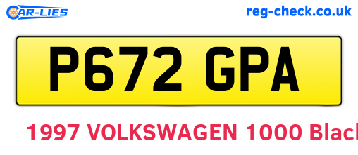 P672GPA are the vehicle registration plates.