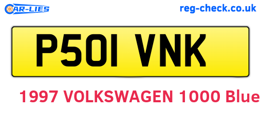 P501VNK are the vehicle registration plates.