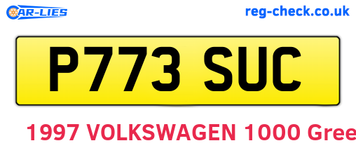 P773SUC are the vehicle registration plates.