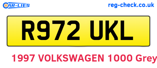 R972UKL are the vehicle registration plates.