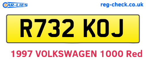 R732KOJ are the vehicle registration plates.