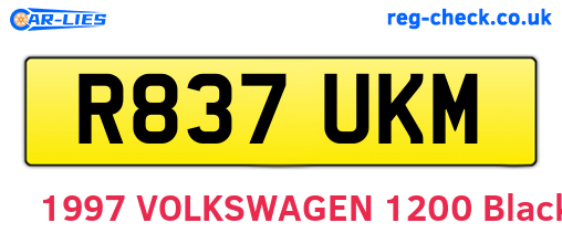 R837UKM are the vehicle registration plates.