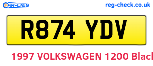 R874YDV are the vehicle registration plates.