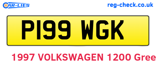 P199WGK are the vehicle registration plates.